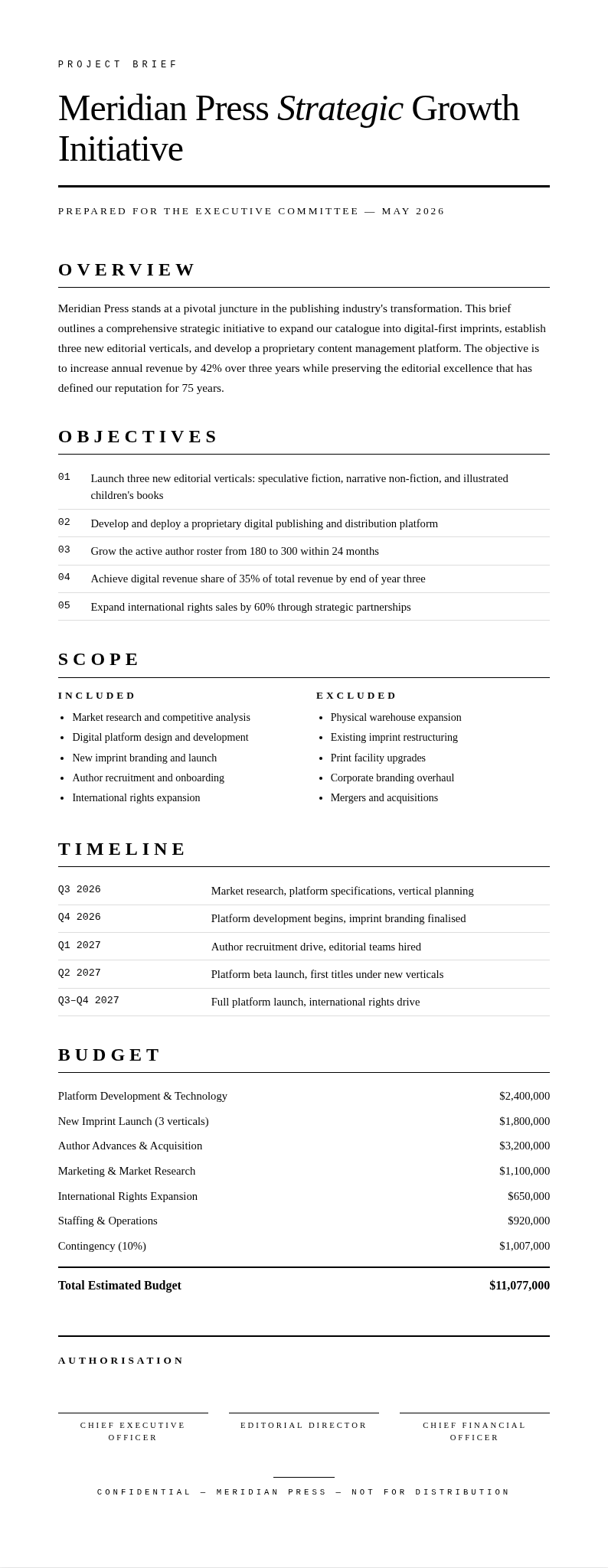 Typographic Only Brief With Pure Text